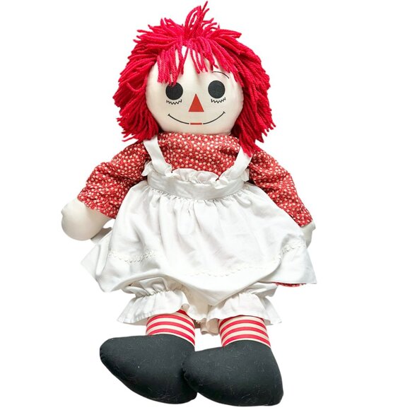 Handmade 1960s Raggedy Ann Andy Dolls Red Yarn Hair Cloth Bodies Classic 34x19 - Picture 2 of 16